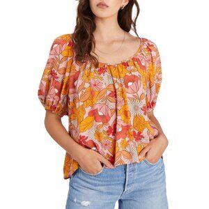 SANCTUARY The House Floral Tie Back Top Desert Bloom Pink Orange XS